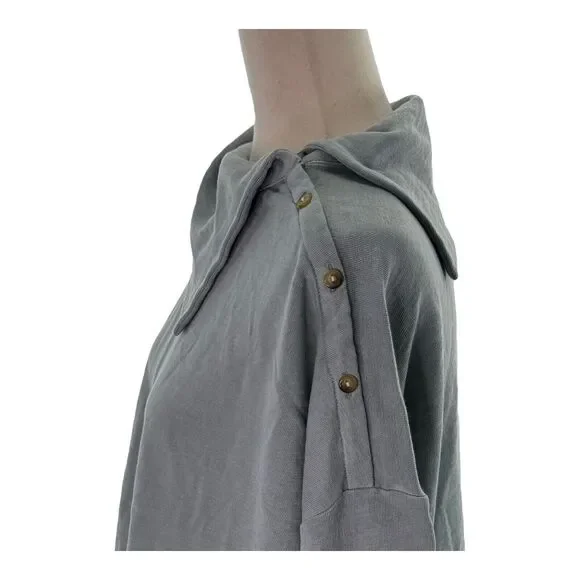 NWT J. Jill Petite Sz XL Split Neck Button Turtleneck Light Blue Cotton Sweater - Picture 14 of 14